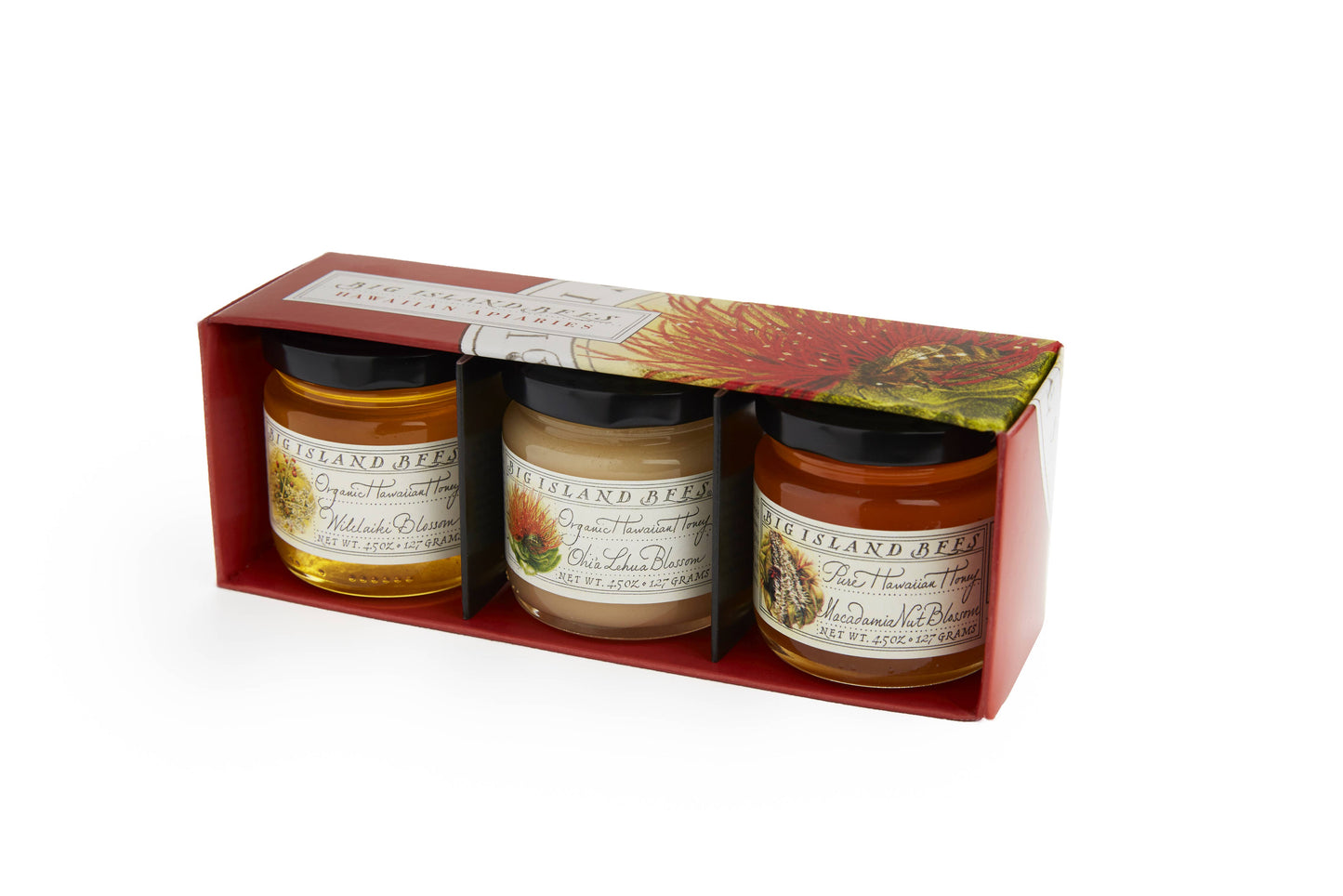 Hawaiian Honey Sets Designed for Giving: Hostess Gift Set of 4.5-ounce Jars of Single Floral Hawaiian Honey